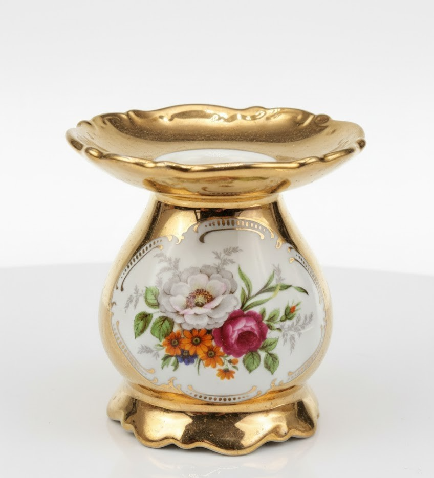 Antiker Kerzenständer Blume Vergoldet 8cm Hingucker Deko